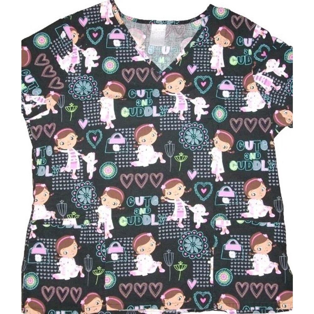Disney DOC MCSTUFFINS LAMBIE Scrubs Top Size 3XL Lamb Hearts
